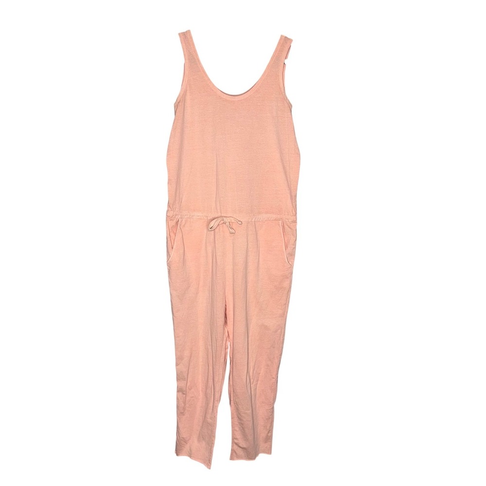 Frank & Eileen Tee Lab Jumpsuit Womens Large Peach Fair Cotton Drawstring